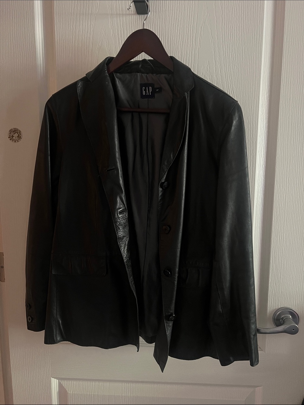 GAP Black Leather Blazer Jacket - Women's Tailored Coat